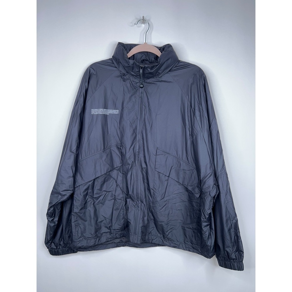 Pangaia Black Nylon Jacket Hooded Zip Up Oversized Unisex Minimalist Medium